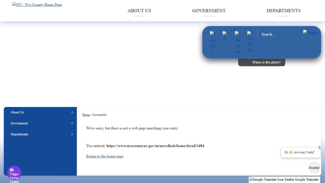 Custom404 • Nye County, NV • CivicEngage