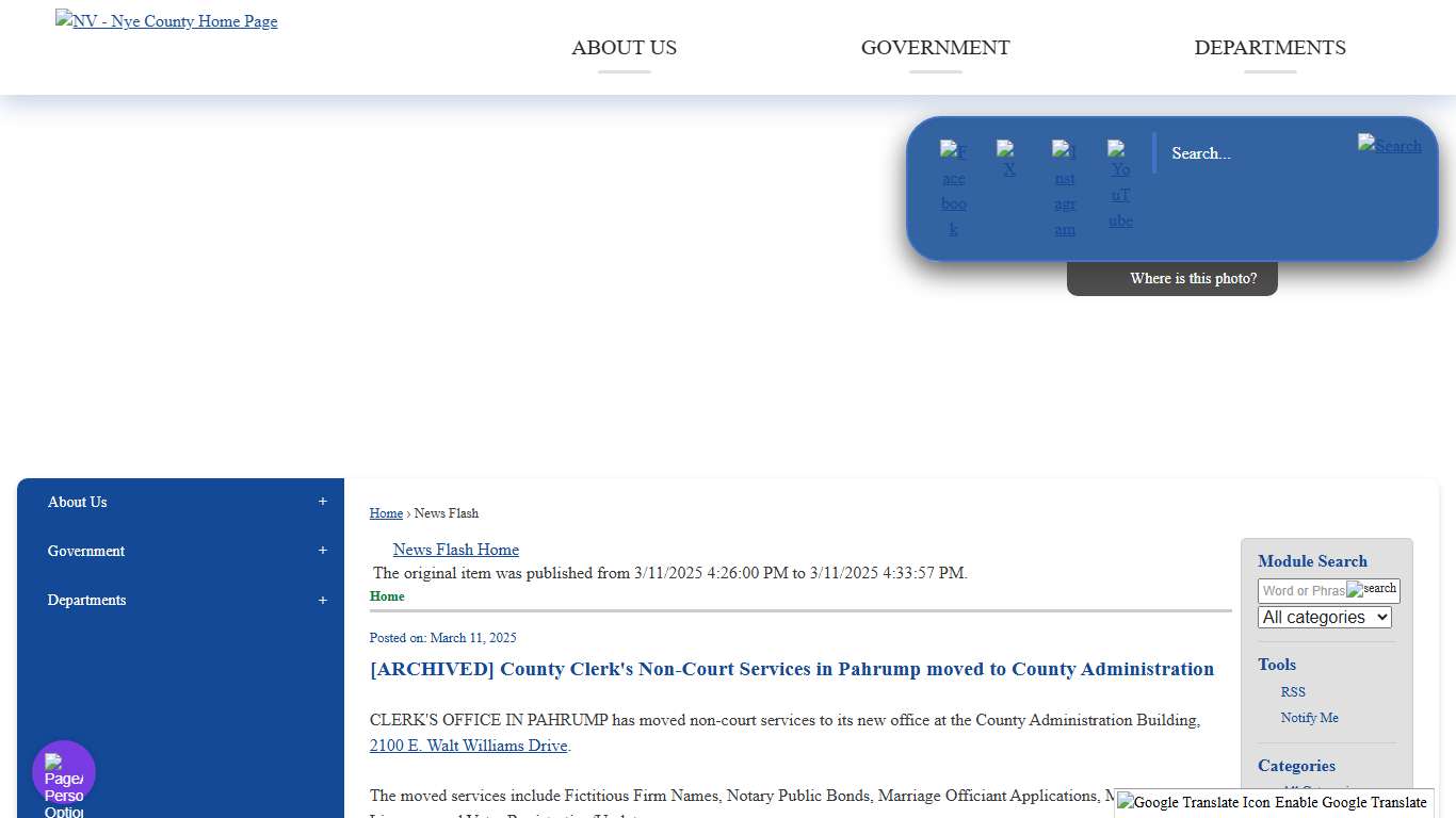 News Flash • Nye County, NV • CivicEngage