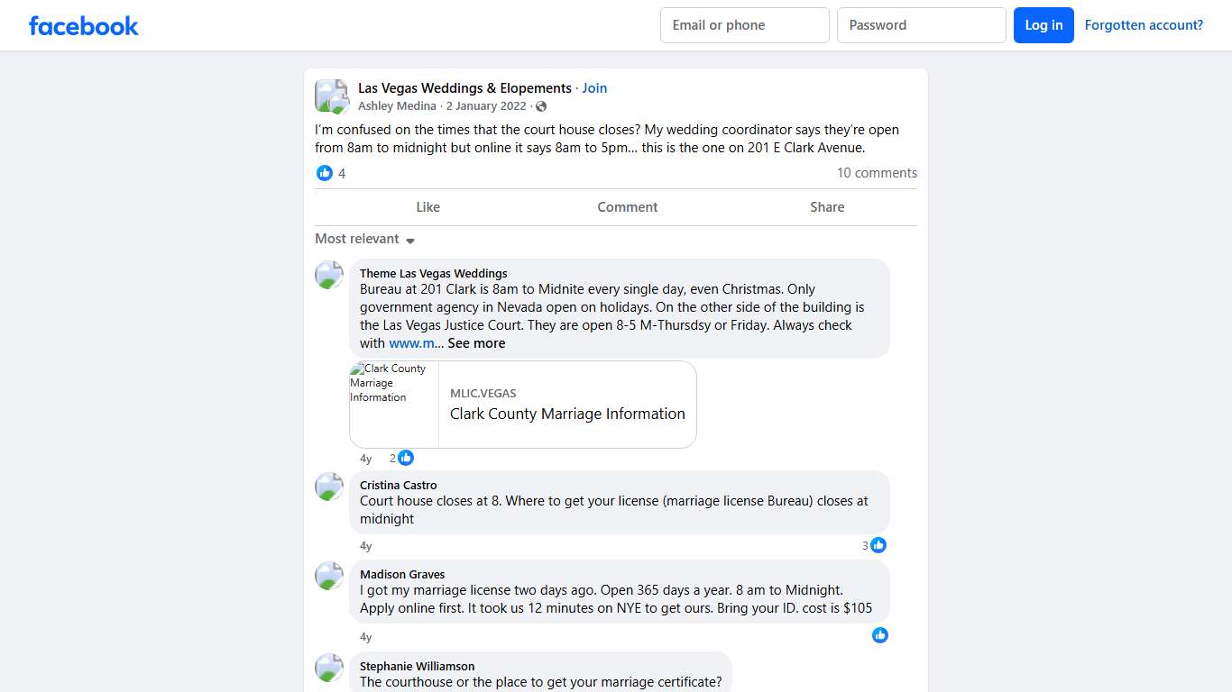 Las Vegas Weddings & Elopements I’m confused on the times that the court house closes Facebook